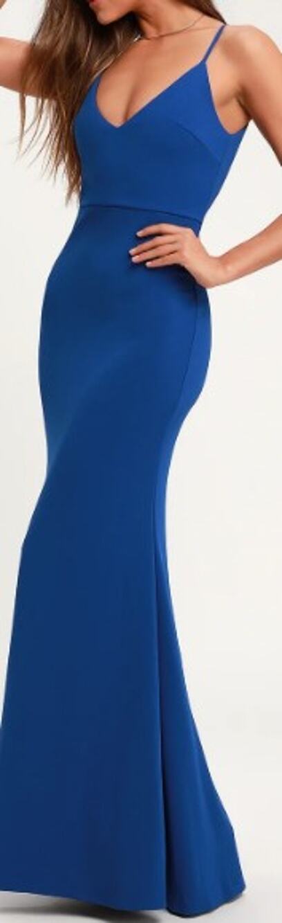 LULU'S XXS Infinite Glory Royal Blue Maxi Gown Mermaid Long Dress NEW 0b18